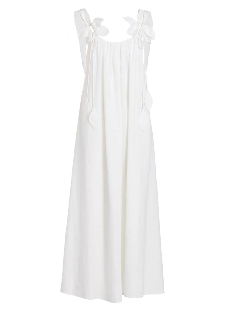 Linen-Blend Petal Shift Midi-Dress | Saks Fifth Avenue
