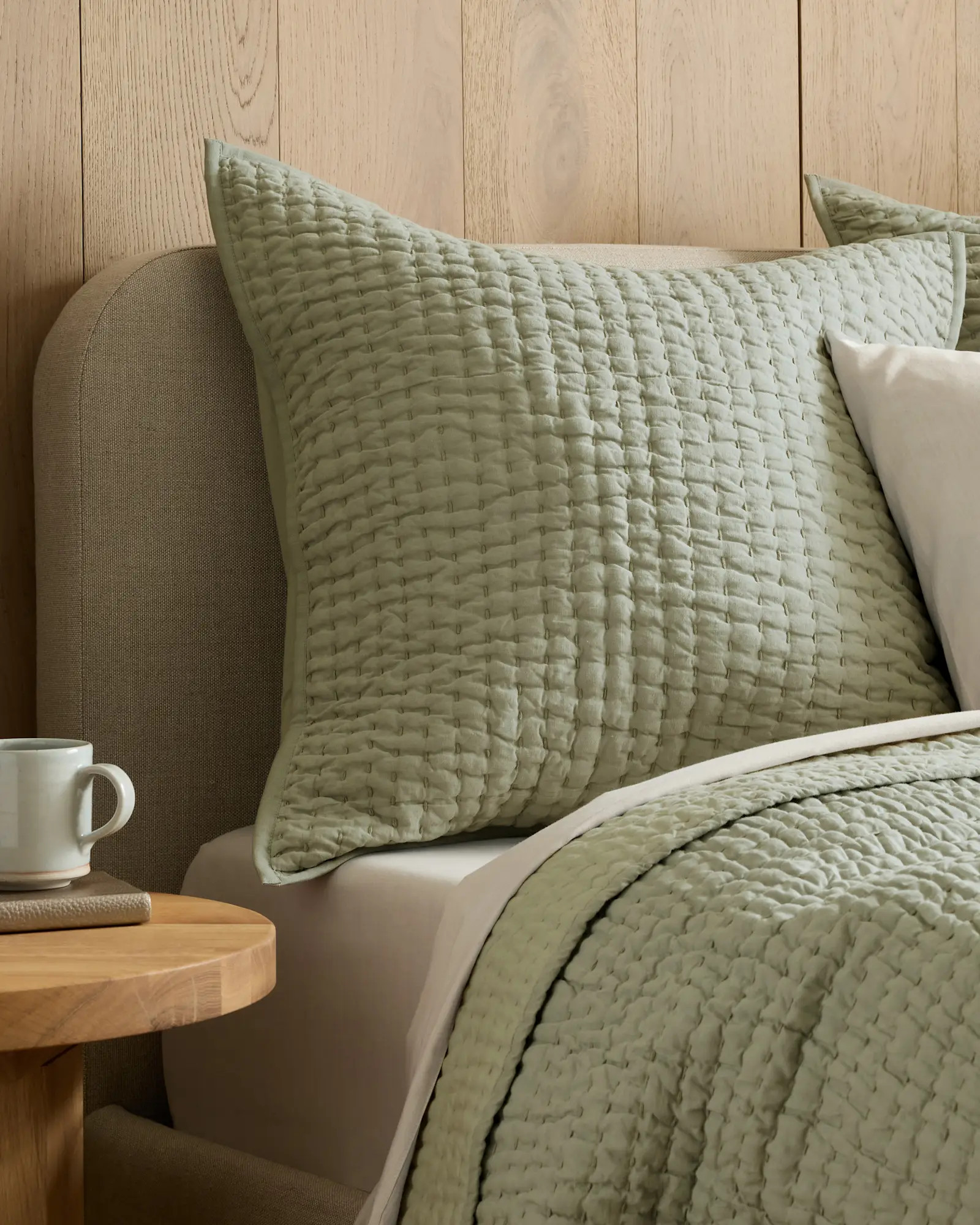 European linen cotton stitch Quilted Euro Sham | Quince