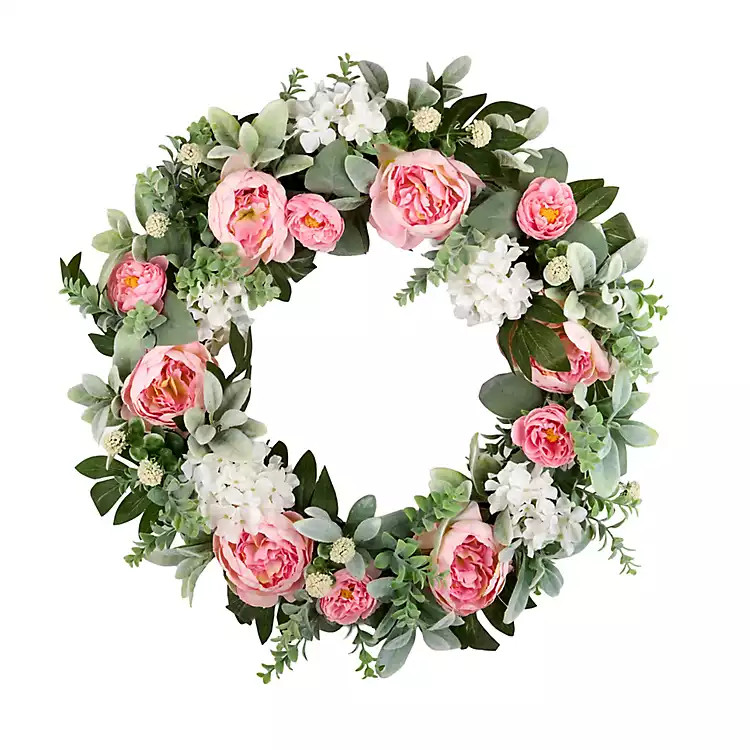 Pink Peony Lambs Ear Wreath | Kirklands Home | Kirklands