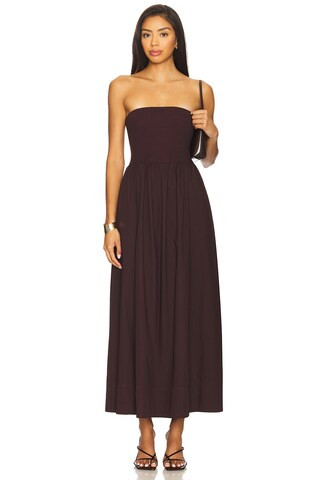 Enza Costa Cotton Resort Strapless Dress in Dark Cherry from Revolve.com | Revolve Clothing (Global)