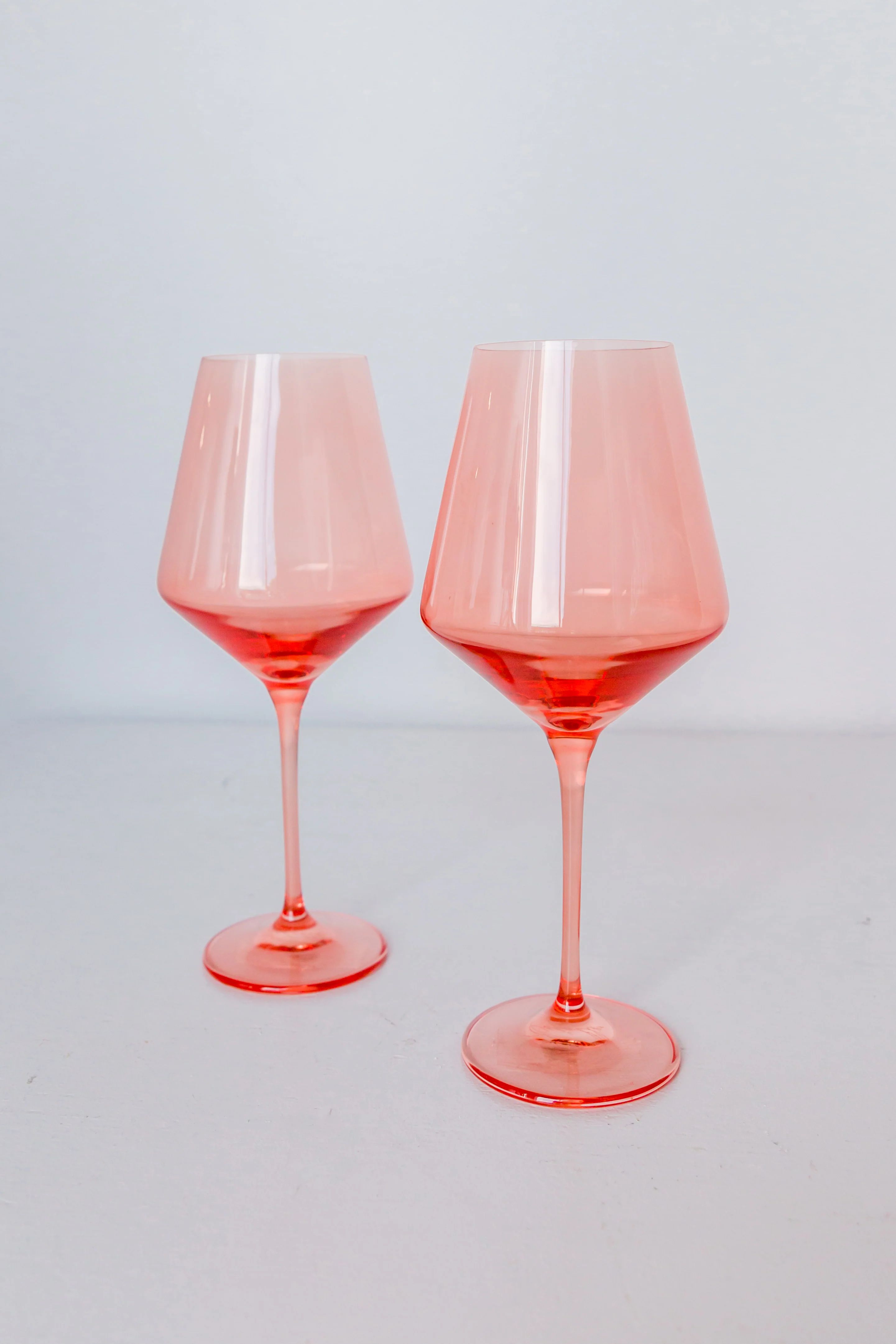 Estelle Colored Wine Stemware - Set of 2 {Coral Peach Pink} | Estelle Colored Glass
