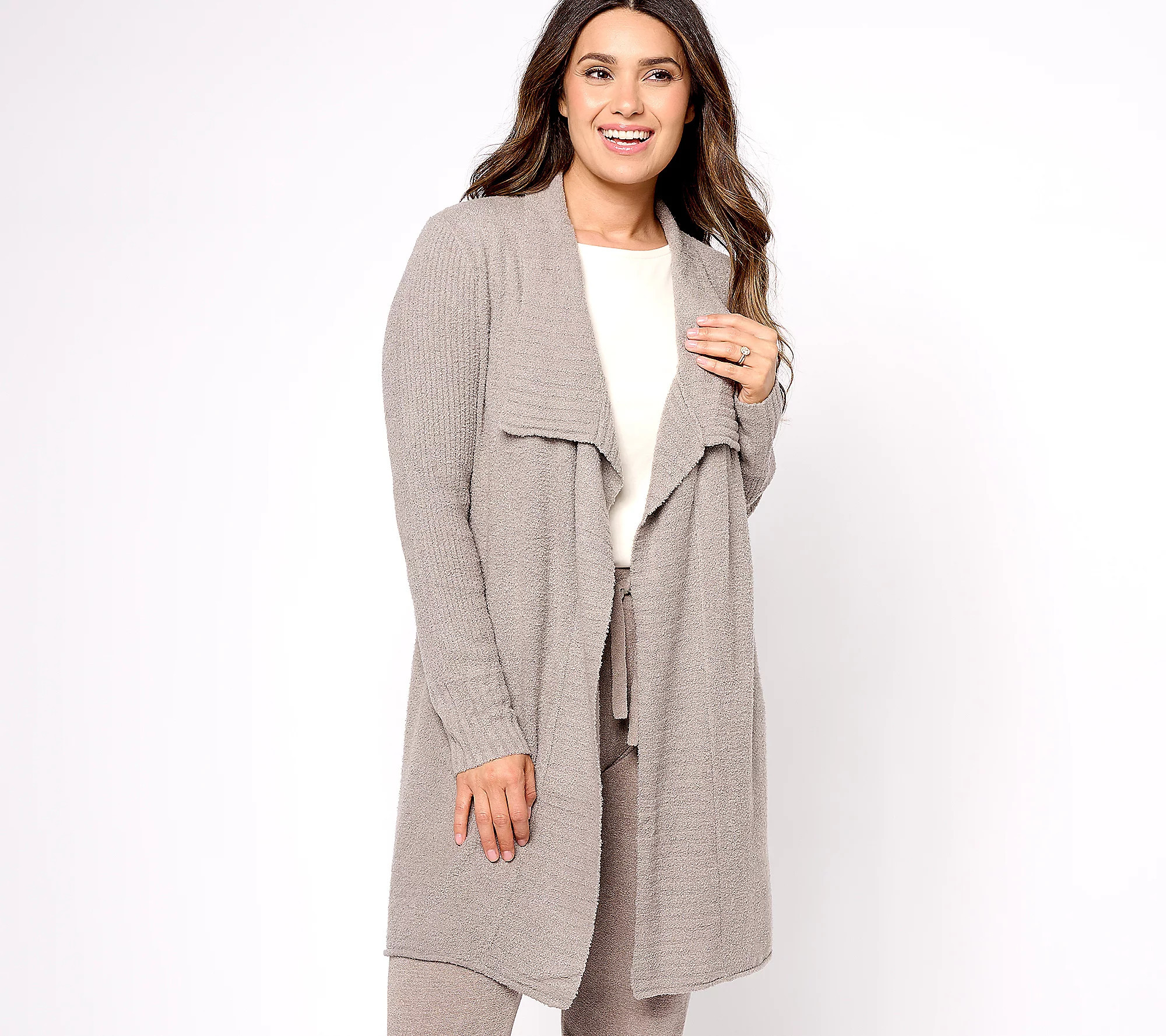 As Is Barefoot Dreams CozyChic Lite Ribbed SleeveCardigan | QVC