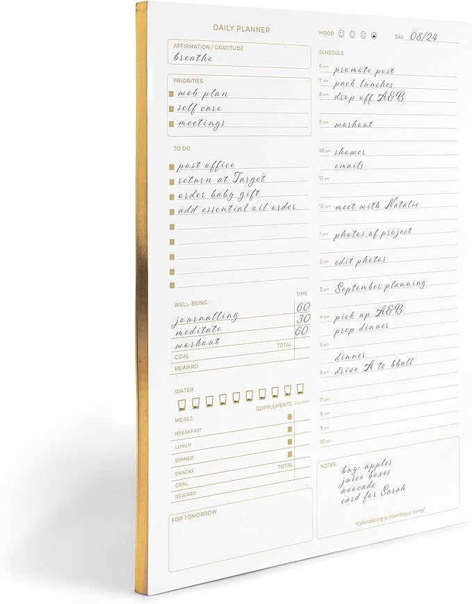 Daily To Do List Notepad for Work - Daily Planner Pad 8.5 x 11 50 Sheet with Gold Edge - Daily Pl... | Amazon (US)