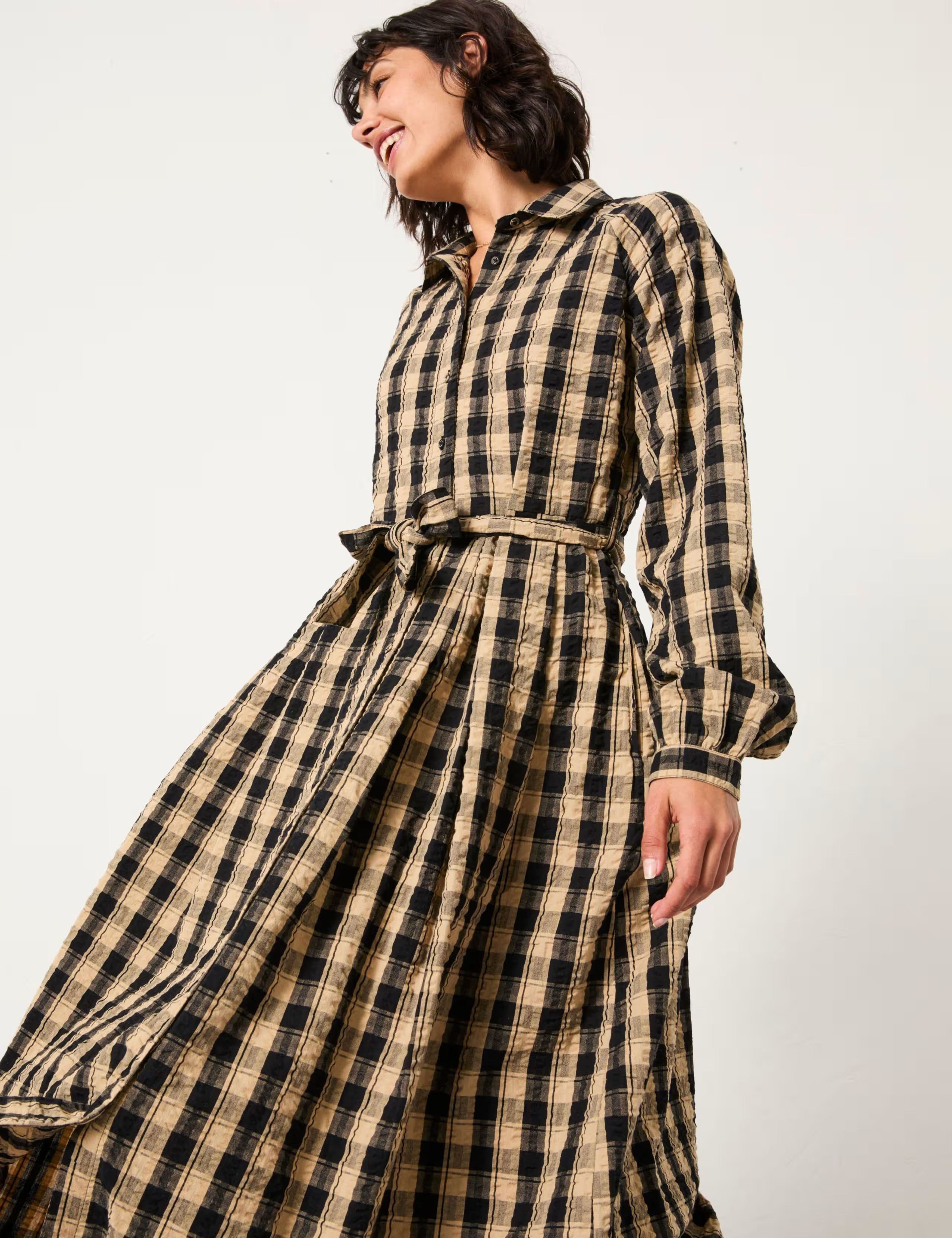 Pure Cotton Checked Midaxi Shirt Dress | Marks & Spencer (UK)