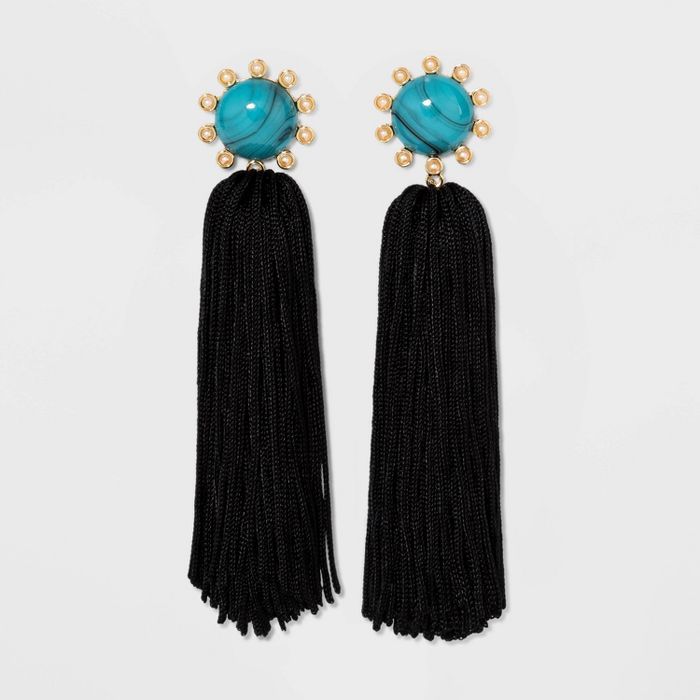 SUGARFIX by BaubleBar Turquoise Studs with Tassel Earrings - Black | Target