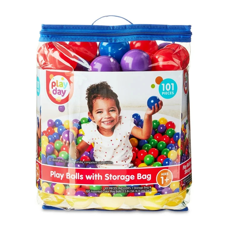 Play Day 100 Multi-Colored Plastic Play Balls 2.5", 1 Years and Up | Walmart (US)