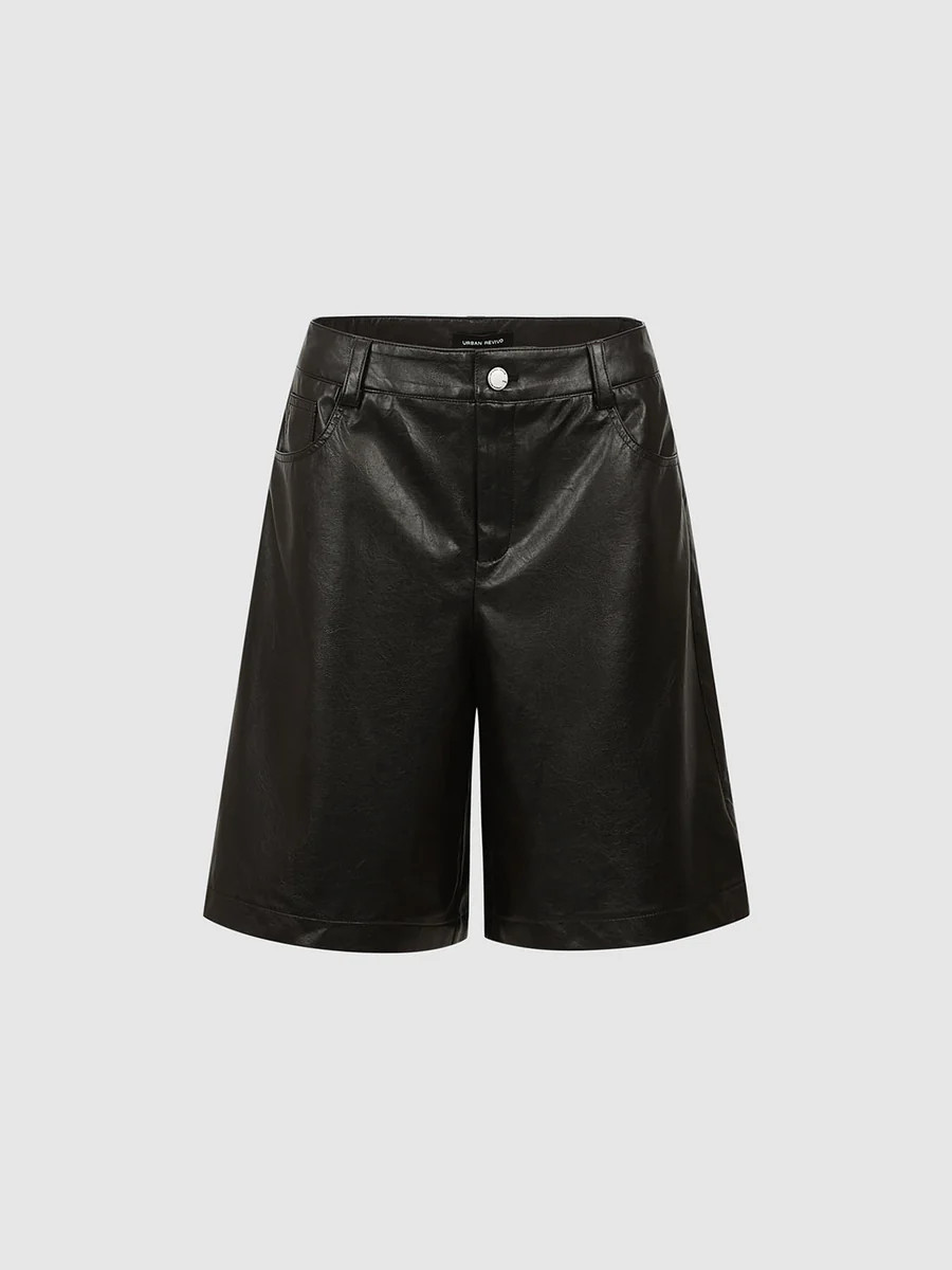 Leisure Vegan Leather Shorts | Urban Revivo