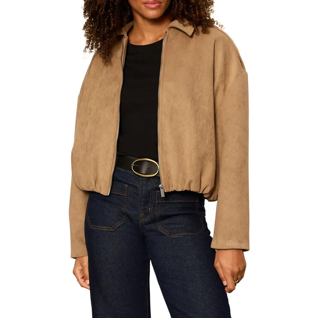 Sanctuary Takeoff Faux Suede Jacket in Almond at Nordstrom Rack, Size X-Small | Nordstrom Rack