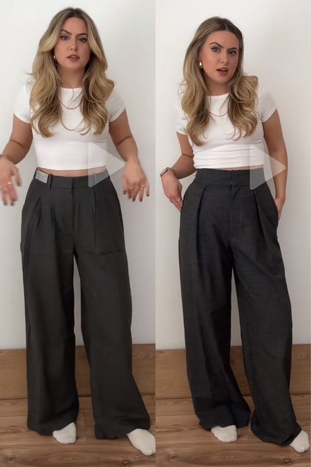 Grey wide leg trousers for petite girlies! 

#LTKeurope #LTKfindsunder100