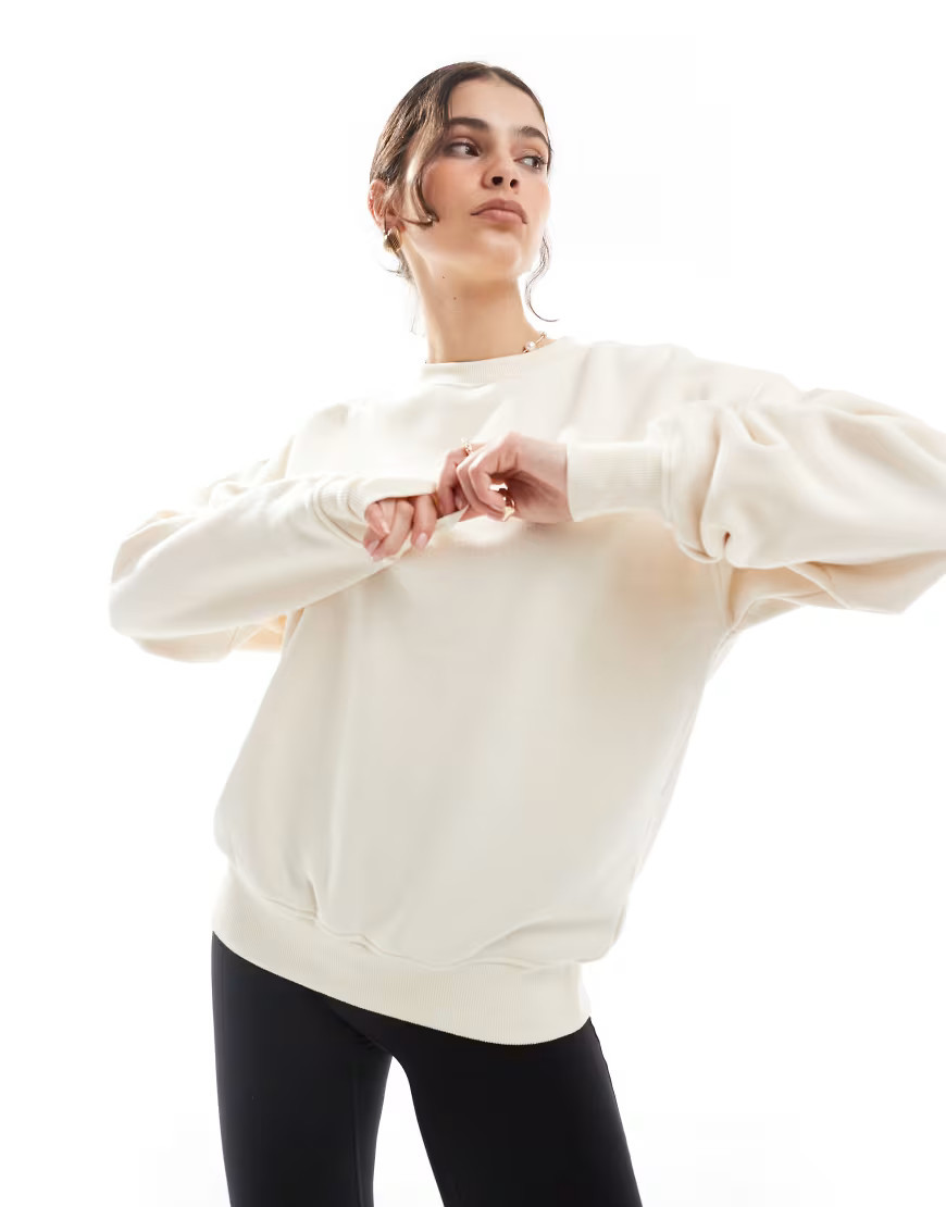 Cotton On classic fleece crew sweatshirt in cream-White | ASOS (Global)