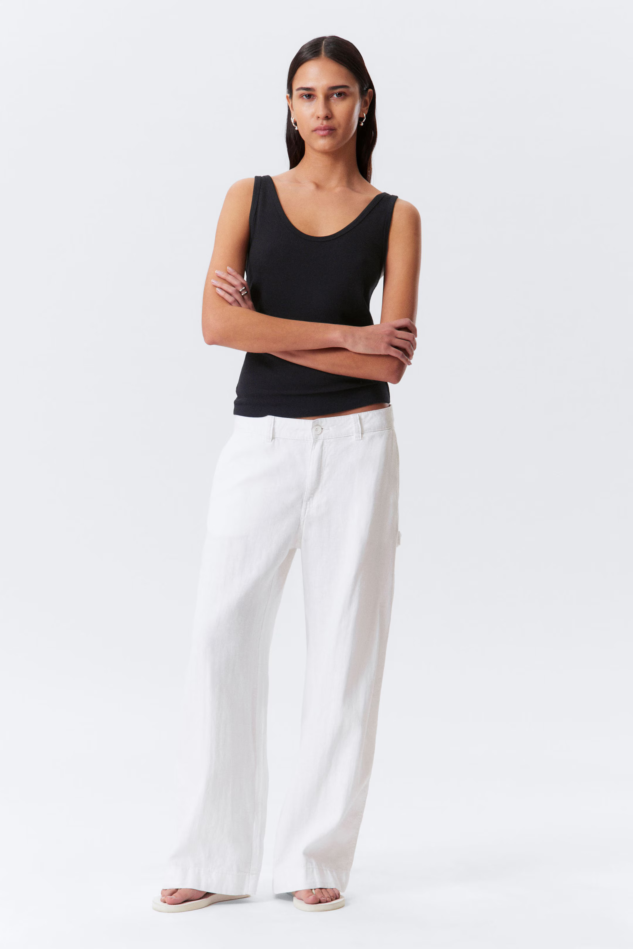 Loose Carpenter Linen Blend Trousers | Weekday