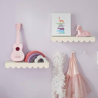 StyleWell Kids Scalloped White Wood Floating Wall Shelves (Set of 2) AC-16403 - B - The Home Depo... | The Home Depot