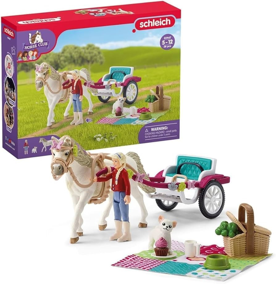 Schleich Horse Club - 32PC Horse and Carriage Picnic Playset - With Pony, Toy Dog, Action Figure ... | Amazon (US)