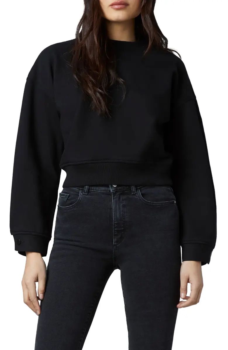 DL1961 Button Cuff Crop Sweatshirt | Nordstrom | Nordstrom