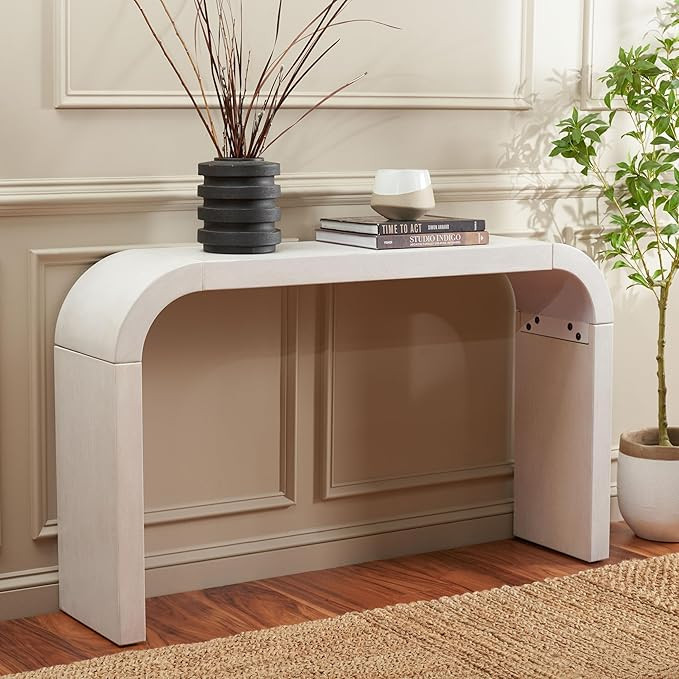 SAFAVIEH Home Collection Liasonya White Washed Waterfall Curved Console Table | Amazon (US)