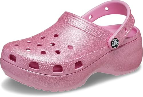 Crocs Women's Classic Platform Glitter Clog, Pink Tweed, 4 Women | Amazon (US)