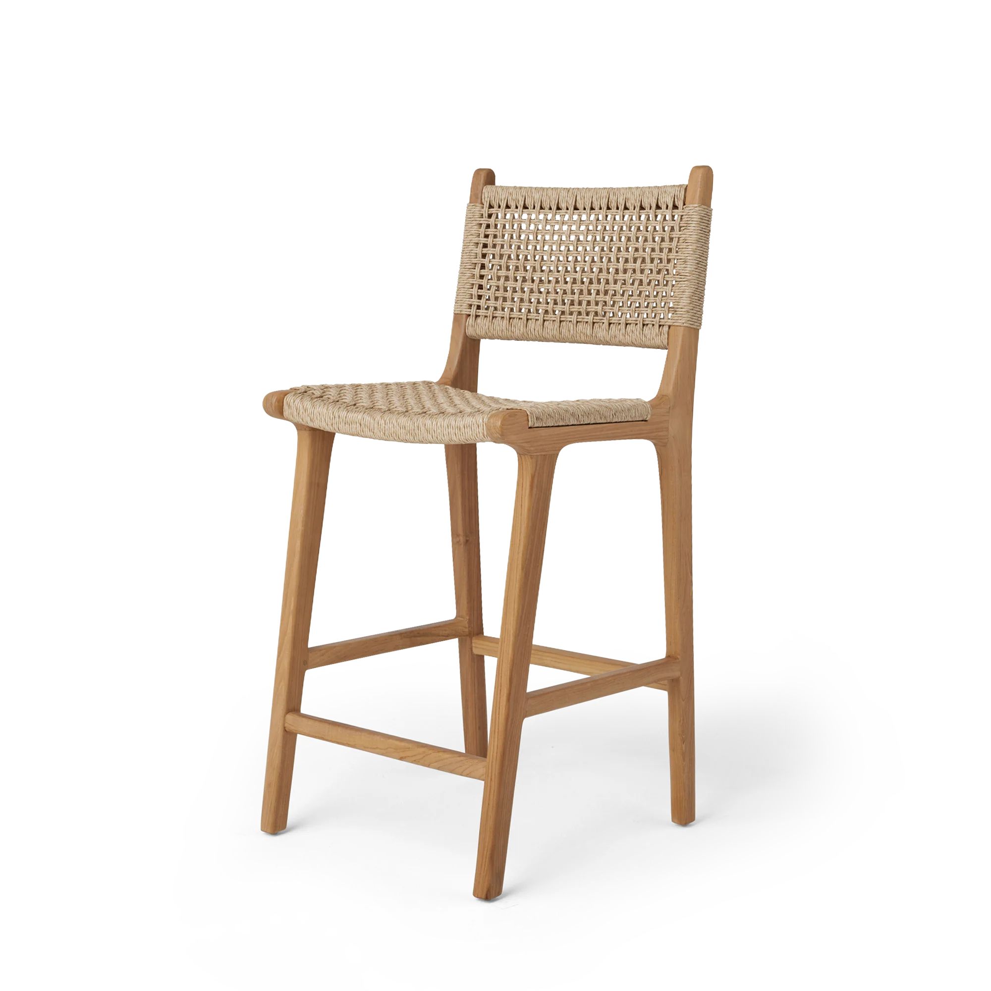 Stool #2 - Counter Stool in Teak with Synthetic Rattan | Hati Home