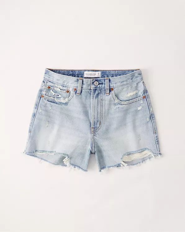 Curve Love Mid Rise Boyfriend Shorts | Abercrombie & Fitch (US)