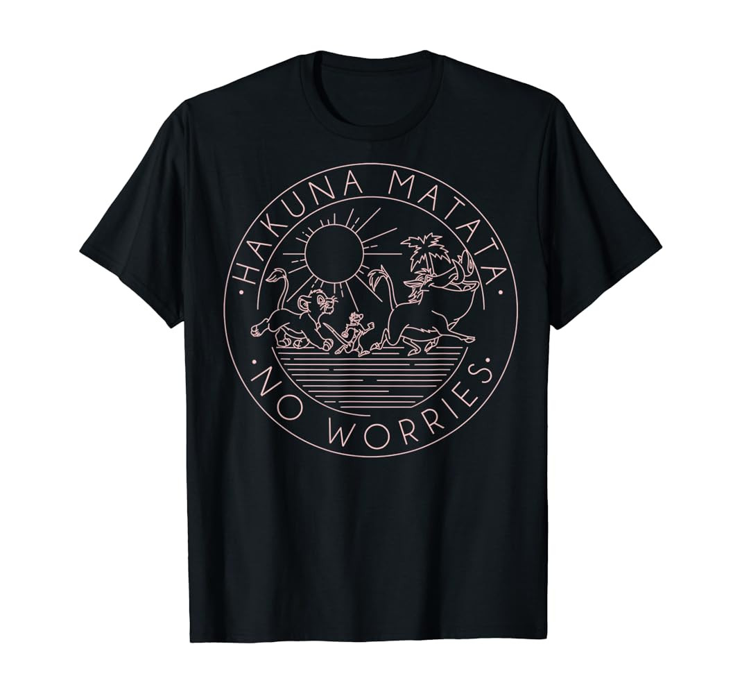 Disney The Lion King Hakuna Matata No Worries Outline Logo T-Shirt | Amazon (US)