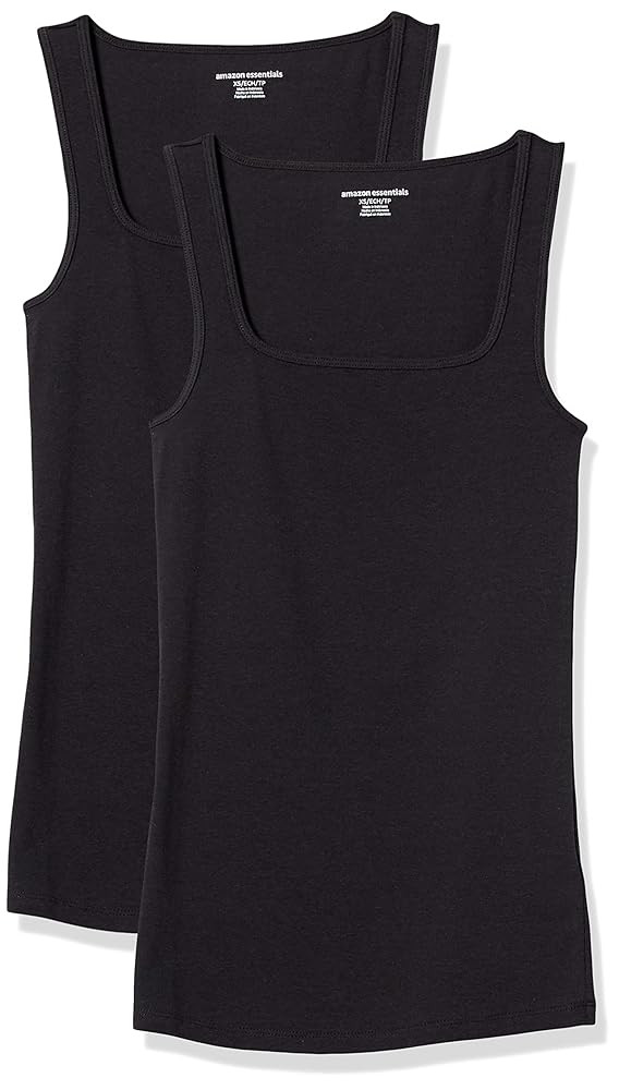 Amazon Essentials Women's Slim Fit Square Neck Tank Top, Pack of 2 | Amazon (US)