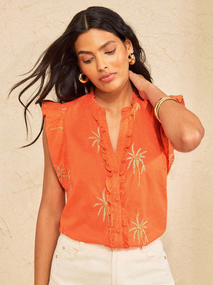 Orange - Love & Roses Bluse mit Flatter\u00e4rmeln | Next EU