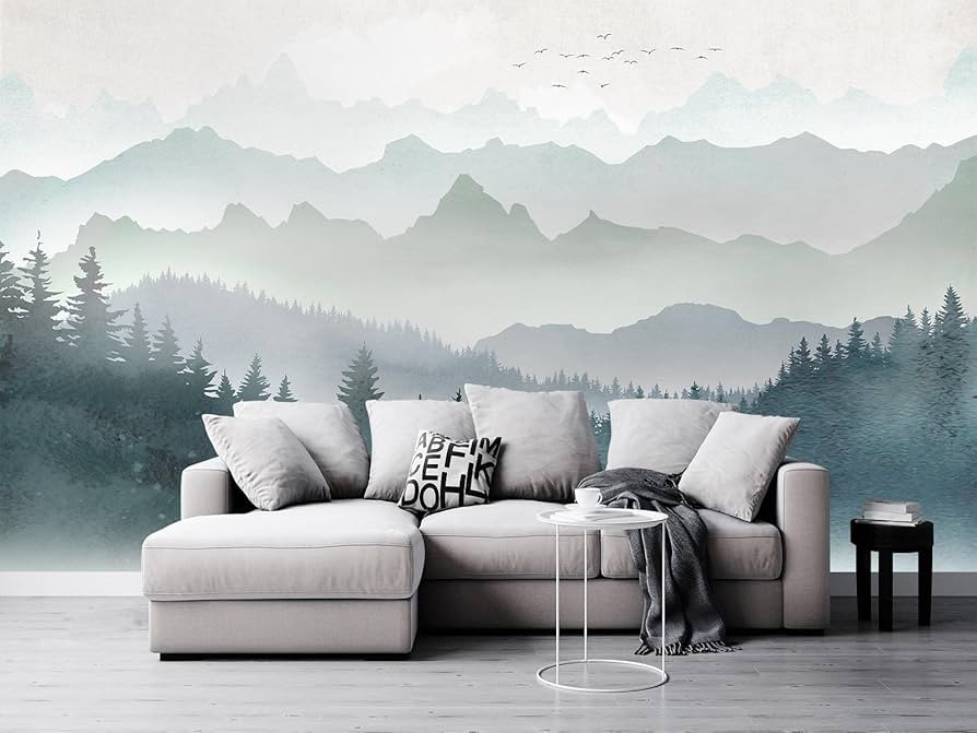 Cliouar-Mountain Peaks Woods Bedroom Living Room Decoration Mural Wallpaper 158" x 110"(Not Self-... | Amazon (US)