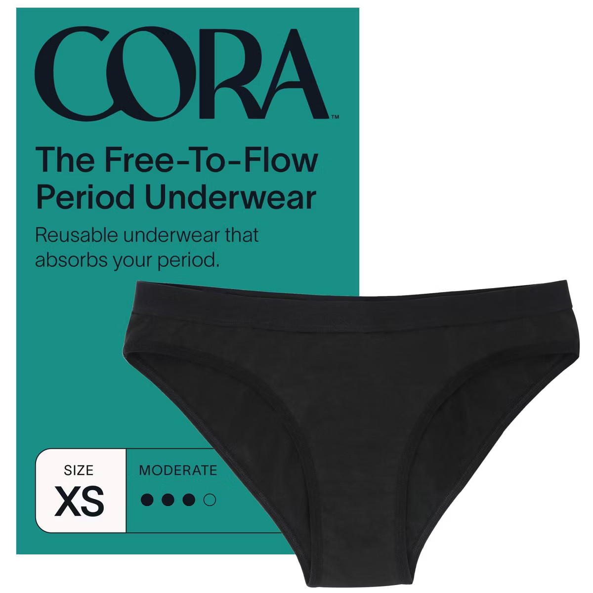 Cora Reusable Period Underwear - Bikini Style - Black | Target