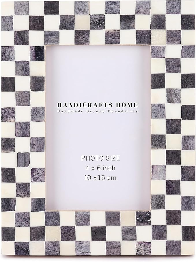 Handicrafts Home Checked Pattern Picture Photo Frame Handmade Naturals Bone Frames For Photo Fram... | Amazon (US)
