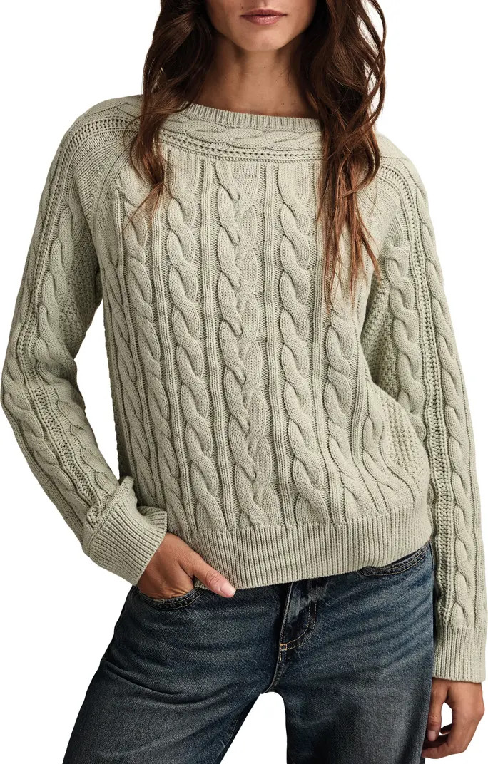 Cable Stitch Boat Neck Cotton Sweater | Nordstrom