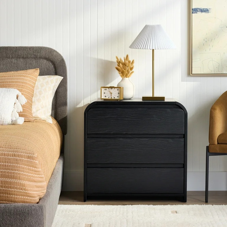 Better Homes & Gardens Juliet 3 Drawer Nightstand with USB, Black Finish - Walmart.com | Walmart (US)
