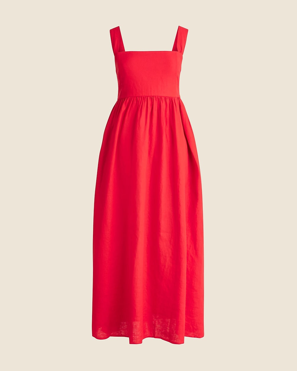 Squareneck midi dress in linen | J. Crew US