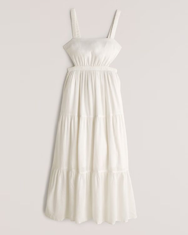 Women's Scrunchie Strap Cutout Maxi Dress | Women's Clearance | Abercrombie.com | Abercrombie & Fitch (US)