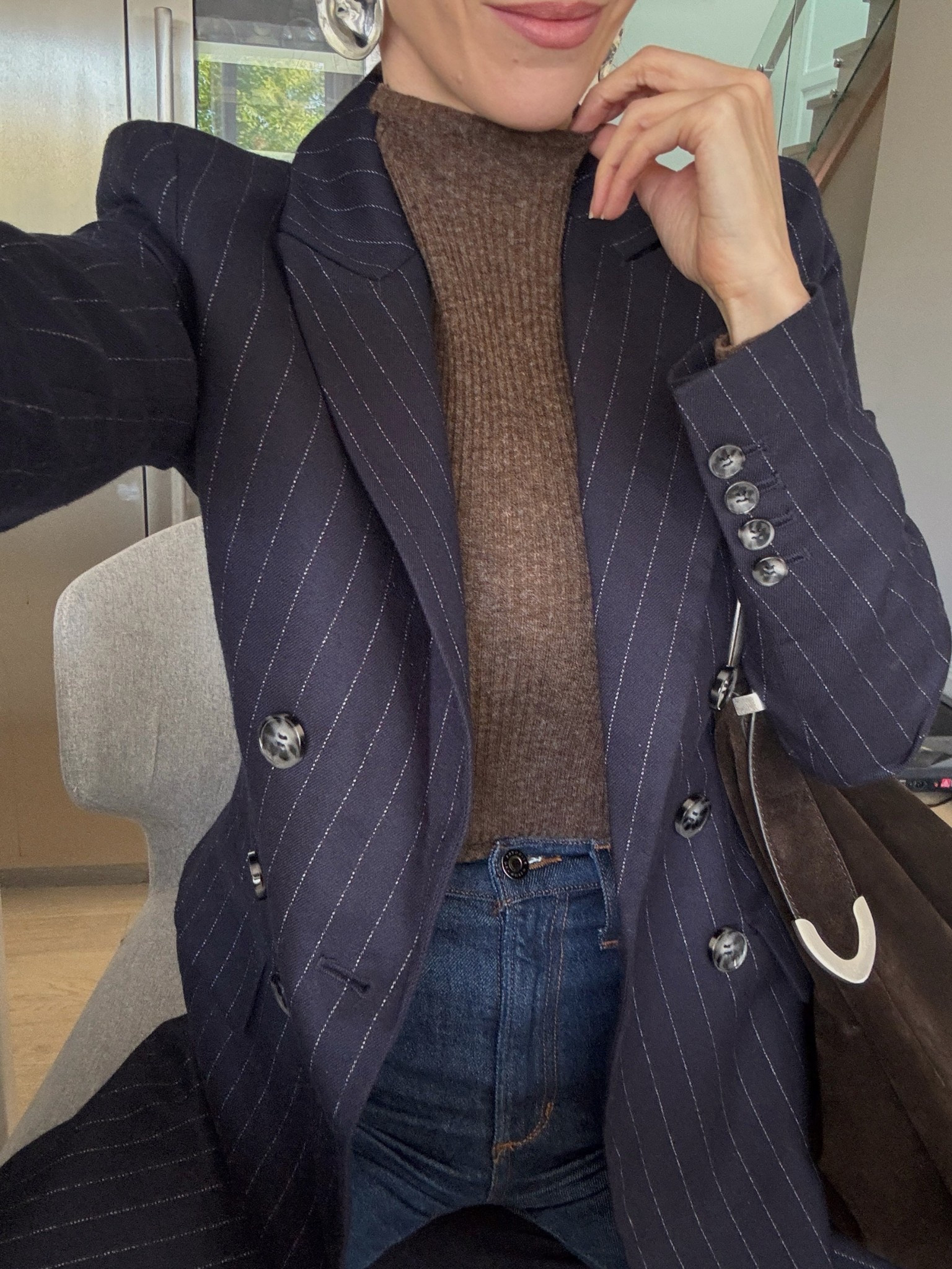 The navy pinstripe is sold out but the grey pinstripe is now on MAJOR sale 

#LTKsale #LTKstyletip #LTKcanada