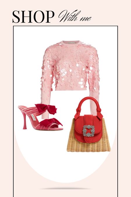 Alice & Olivia embellished sweater. Pamela Munson holiday bag. Valentino velvet bow mule heels  

#LTKshoecrush #LTKGiftGuide #LTKHoliday