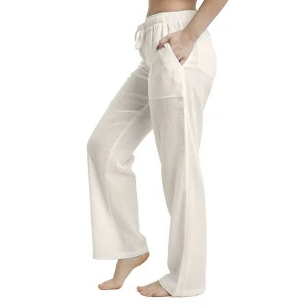 J & Ce Women s Cotton Gauze Low Waist Beach Pants with Pockets | Walmart (US)