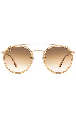 Ray-Ban Round Double Bridge in Light Brown & Brown Gradient | Revolve Clothing (Global)