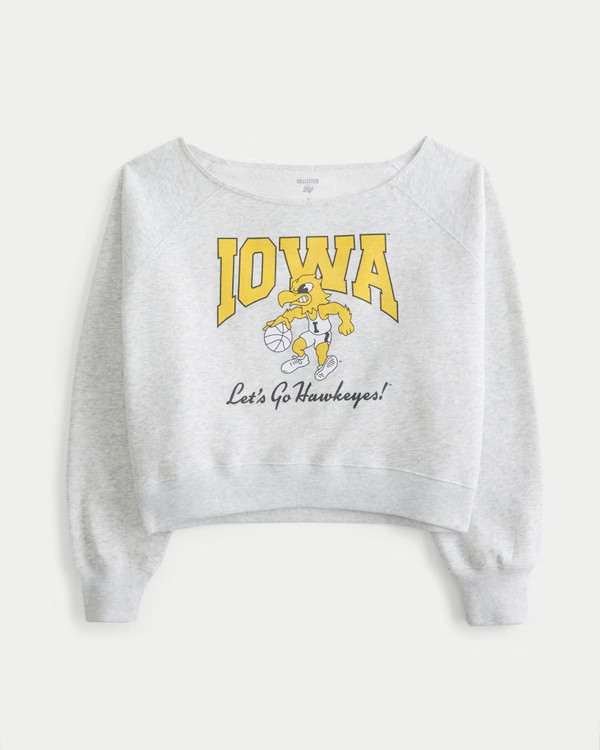 Easy Off-the-Shoulder Iowa Hawkeyes Graphic Sweatshirt | Hollister (US)