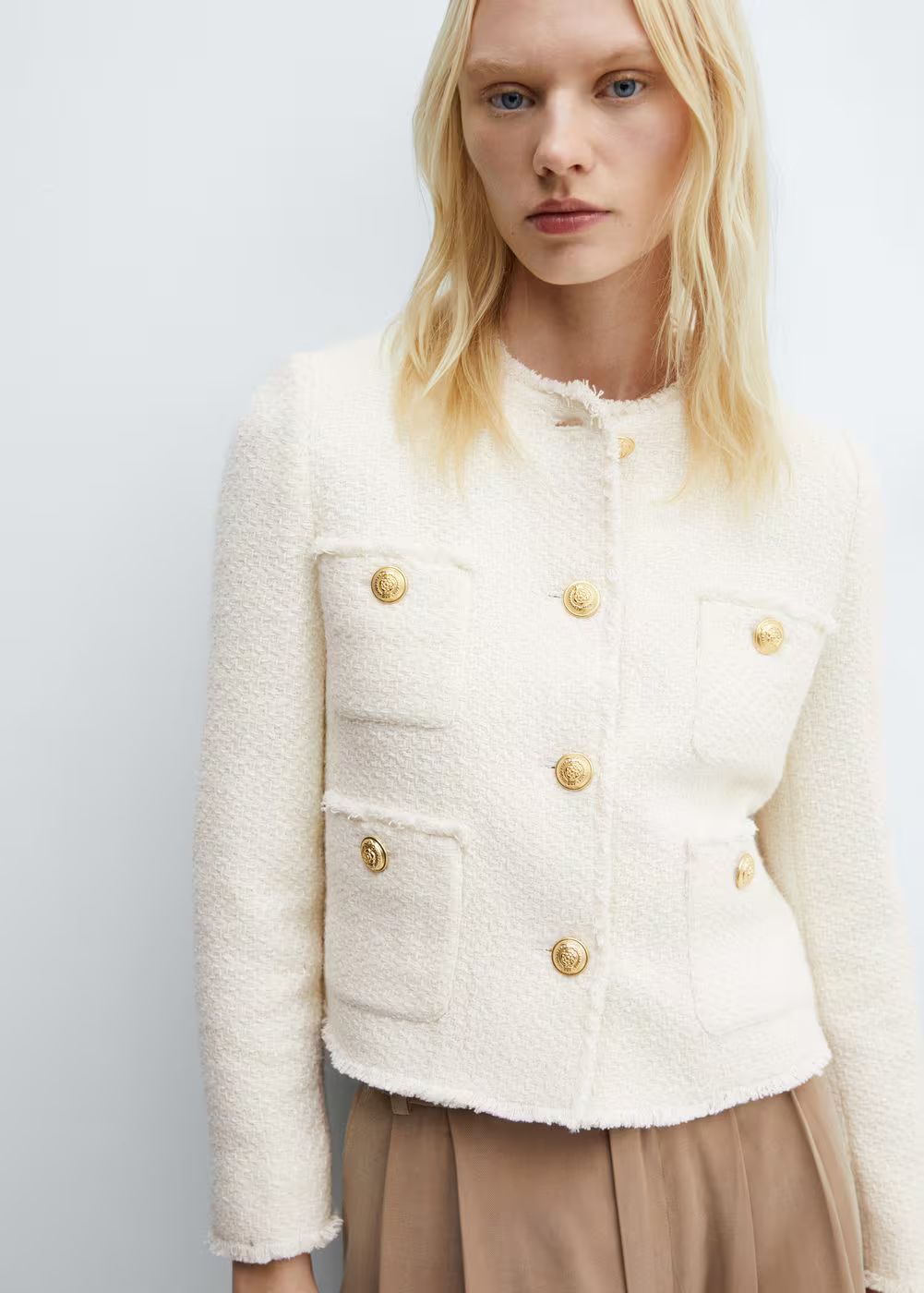 Pocket tweed jacket | MANGO (UK)