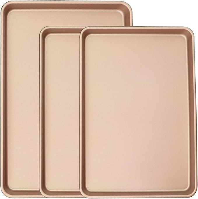 3-Pack Nonstick Carbon Steel Baking Sheet Set | Heavy Duty 0.8mm Cookie Sheets - Large 17.8"x12" ... | Amazon (US)