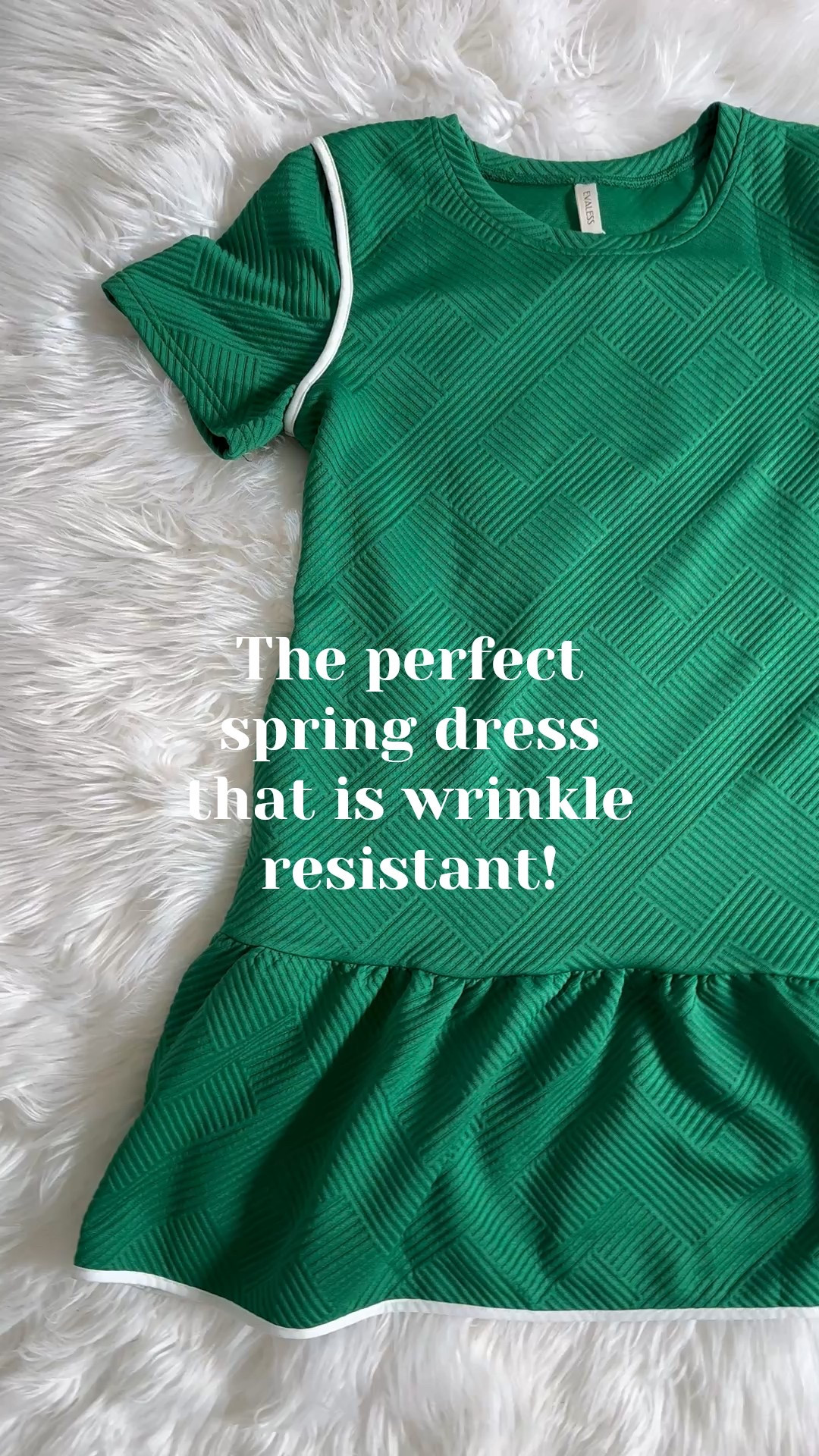 This pretty textured dress from Amazon  is super soft with a quirked pattern and the material is wrinkle resistant! 