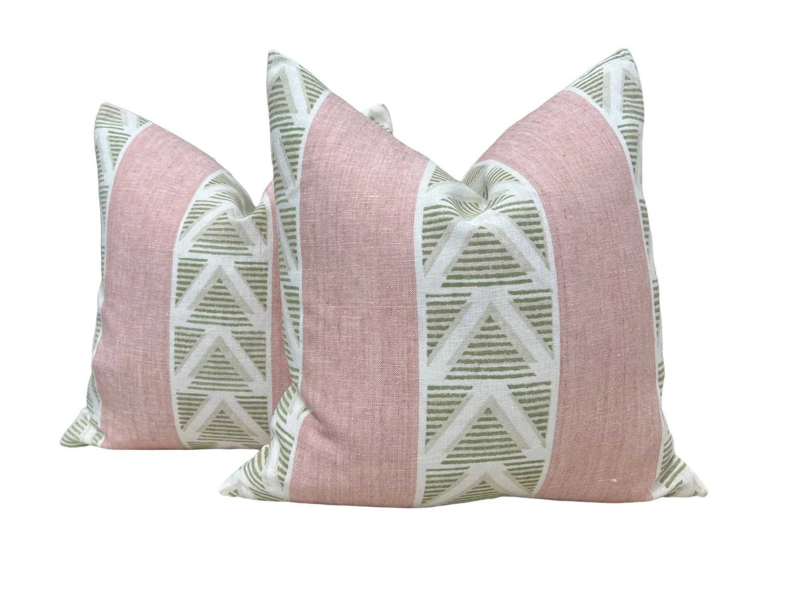 Anna French Burton Stripe Pillow in Blush and Green. Designer Pillows, Accent Pink and Green Stri... | Etsy (US)