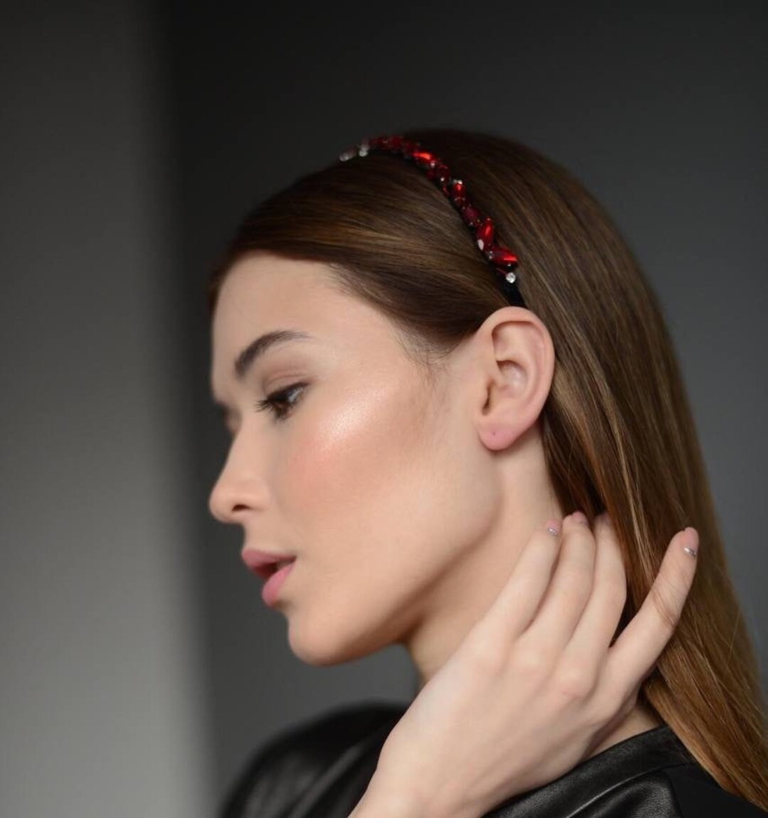 Embellished Wedding Headpiece Beaded Headbands for Women Beach Red Tiara Crystal Crown Baroque Br... | Etsy (US)