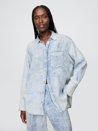 Cotton Gauze Denim Oversized Shirt | Gap (US)