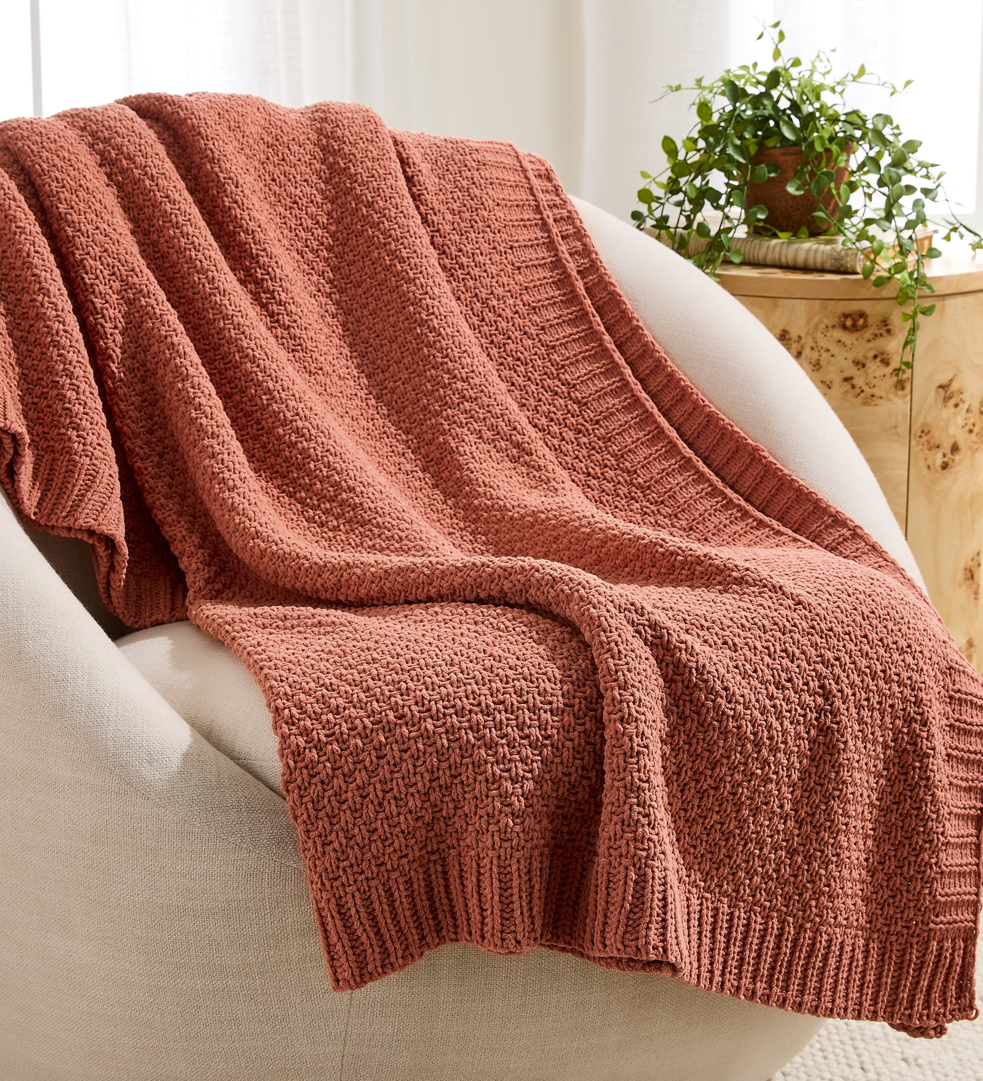 Better Homes & Gardens Chenille Knit Super Soft Oversized Throw Blanket,  Terracotta Clay | Walmart (US)