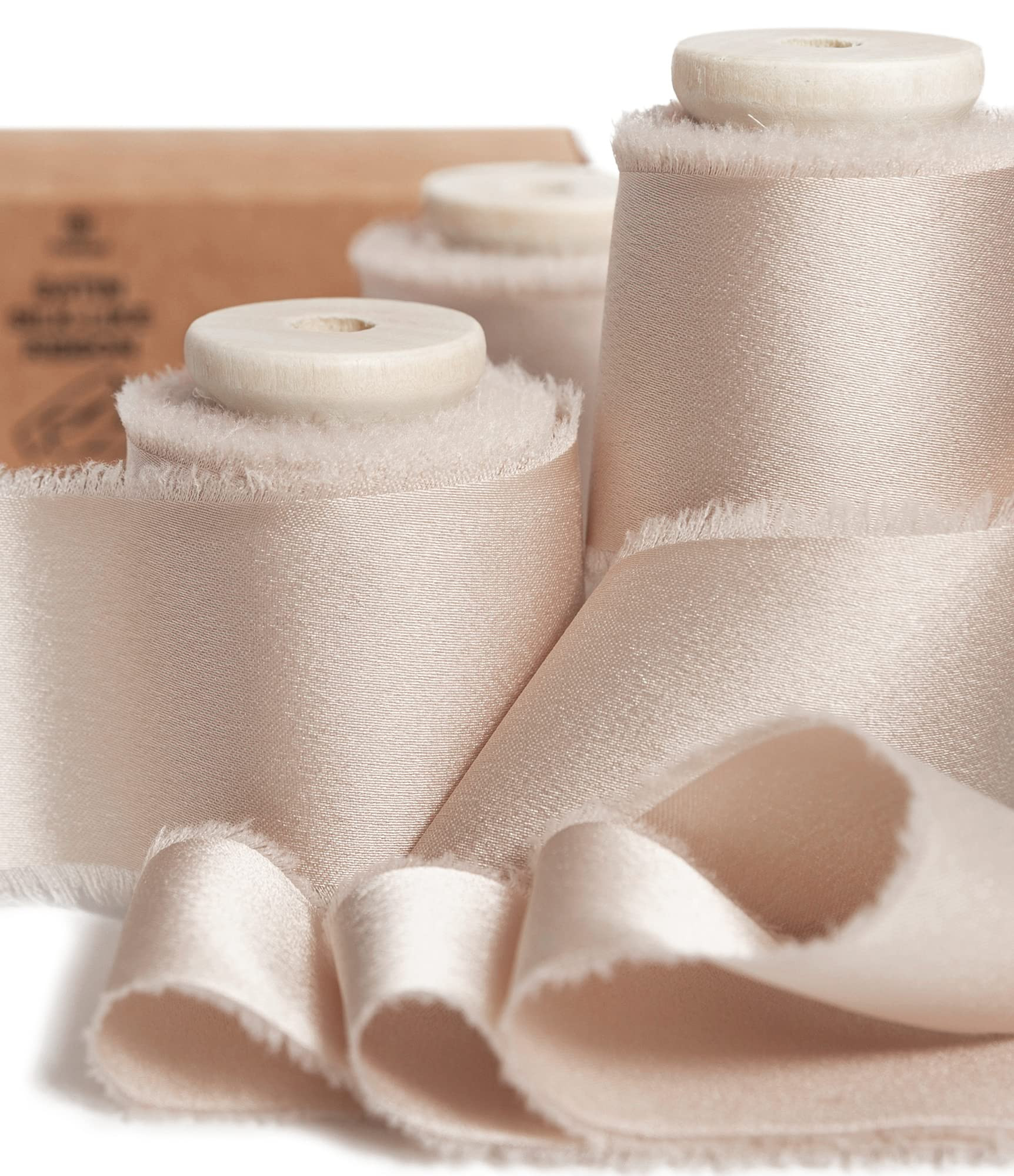 Vitalizart Silk Satin Ribbon 1-1/2 inch x 15 Yard Light Nude Handmade Frayed Ribbons for Gift Wra... | Amazon (US)