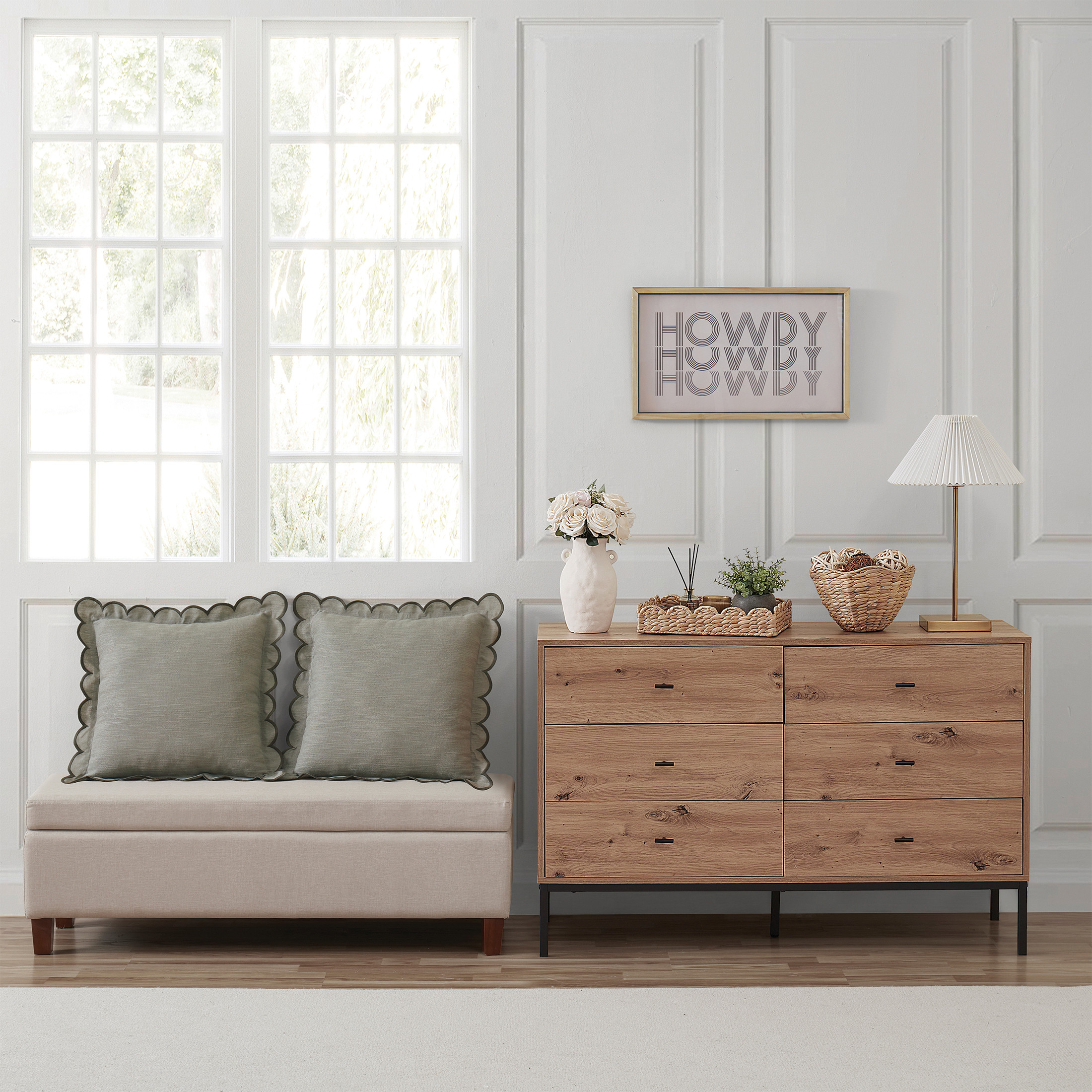 11" x 14" Scalloped Woven Natural Water Hyacinth Decorative Tray - Walmart.com | Walmart (US)