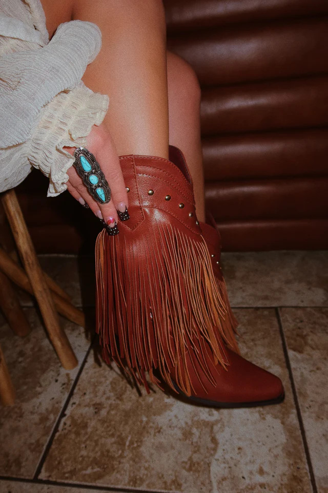 Miss Lola | Bayley Brown Fringe Cowgirl Boots | MISS LOLA