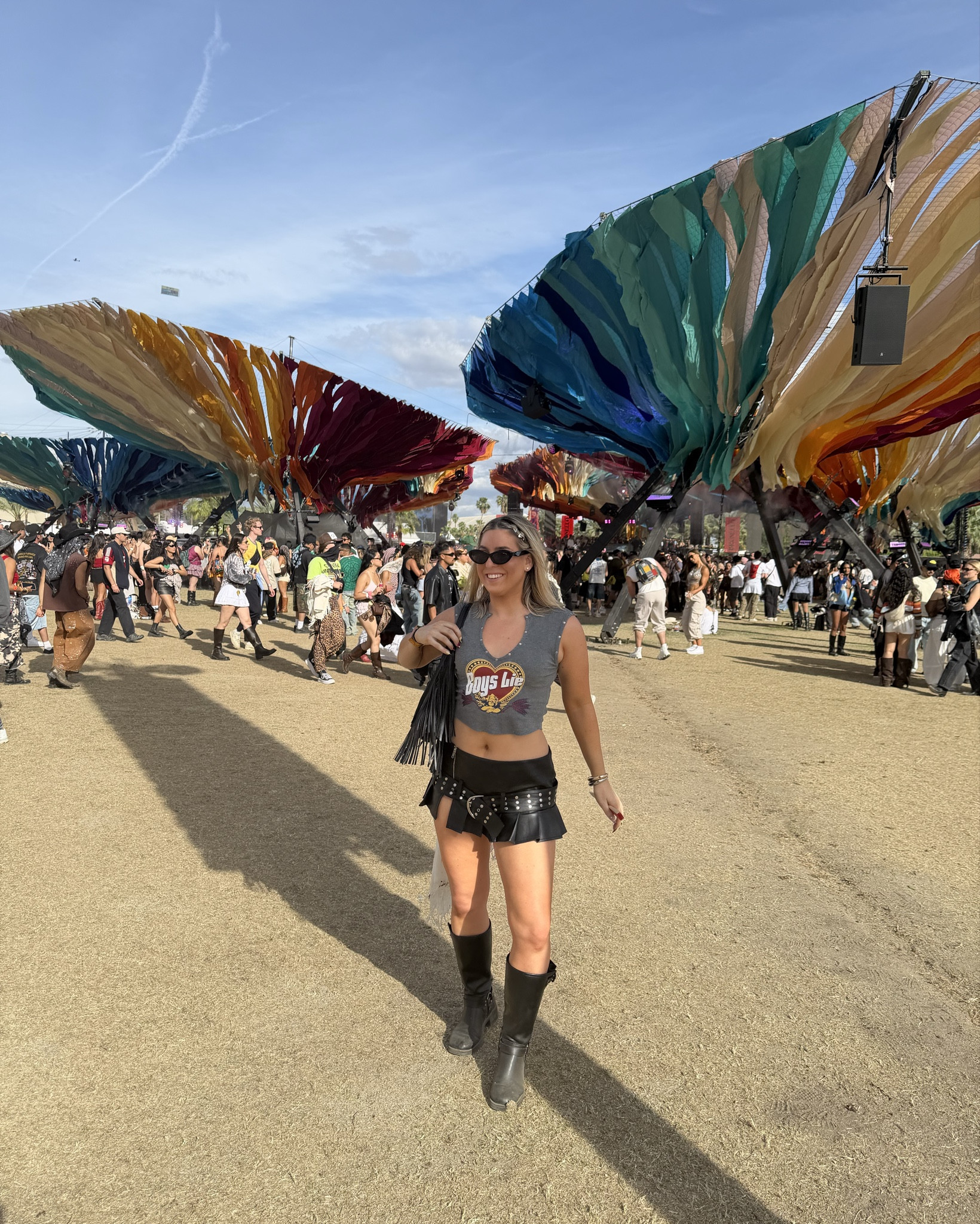 Coachella festival, comfy easy graphic tee and leather skirt with booth inspo! 

 #LTKMidsize #LTKTravel #LTKFestival