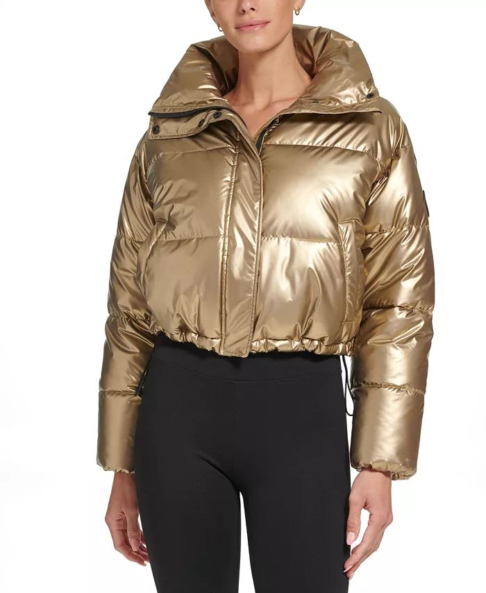 DKNY Sports Women's Active Metallic Cropped Puffer Jacket & Reviews - Activewear - Women - Macy's | Macys (US)