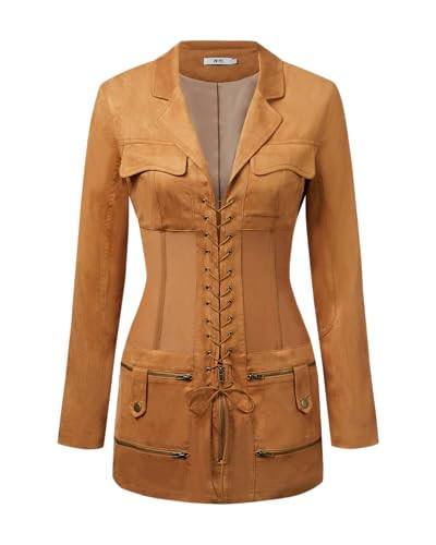 JW PEI Women's Faux Suede Corset Jacket Mini Dress - Camel | Amazon (US)